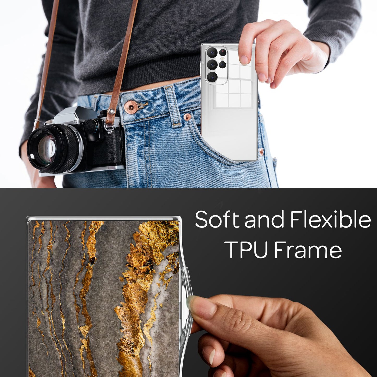 For Samsung Galaxy S22 Ultra - Tempered Glass Case Clear Mirror Effect