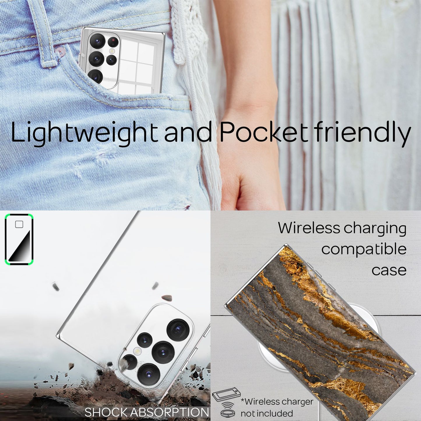 For Samsung Galaxy S22 Ultra - Tempered Glass Case Clear Mirror Effect