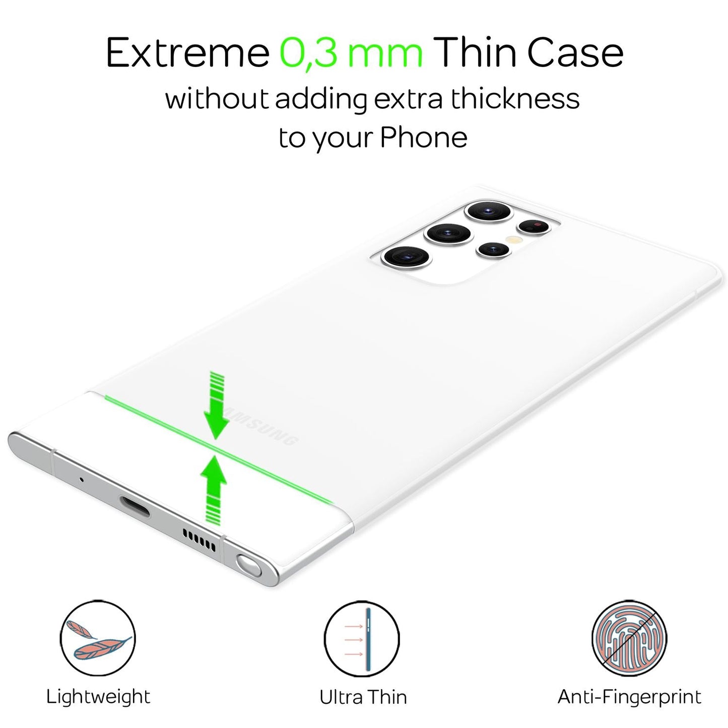 For Samsung Galaxy S22 Ultra - Extra Thin Hard Case Ultra Slim Phone Case Cover