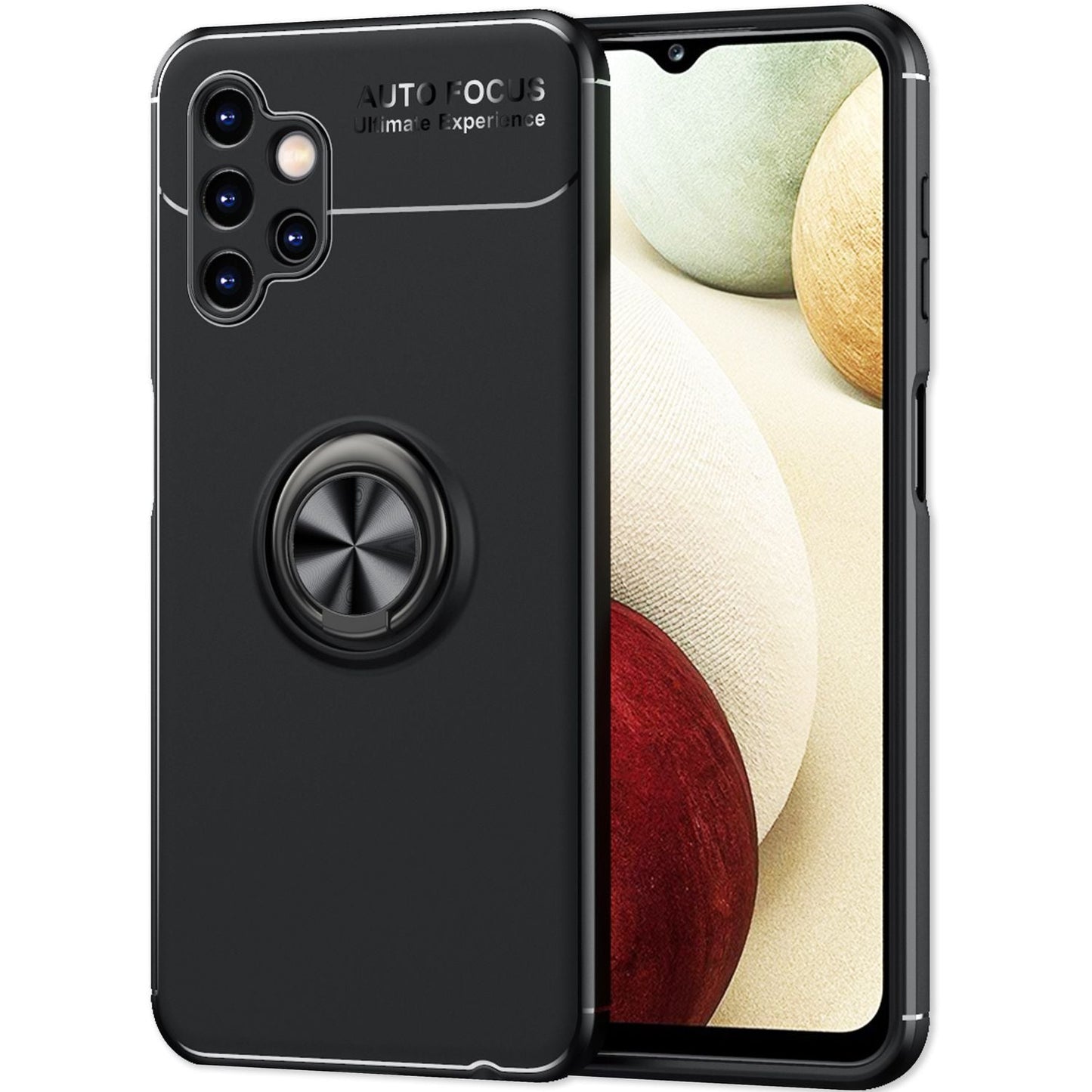 For Samsung Galaxy A13 - Matte Black Ring Case with Stand Function