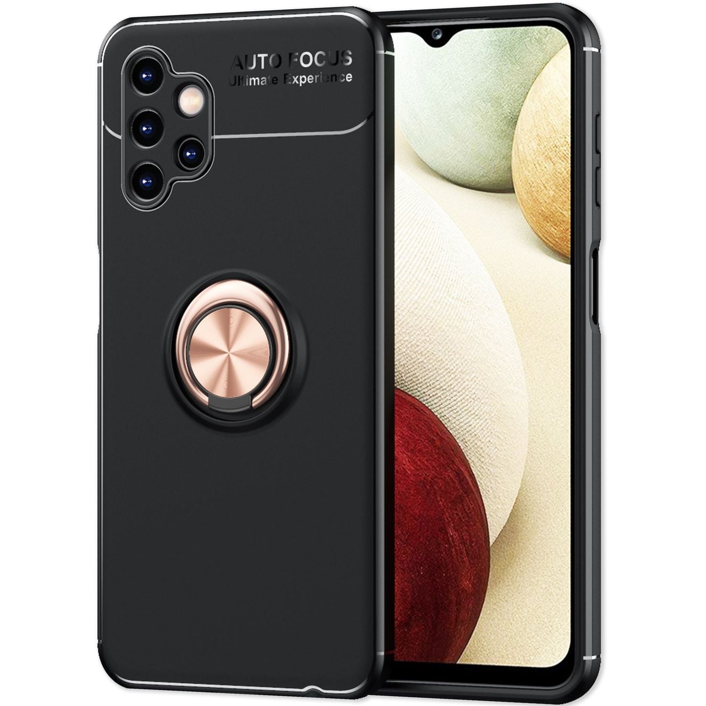 For Samsung Galaxy A13 - Matte Black Ring Case with Stand Function