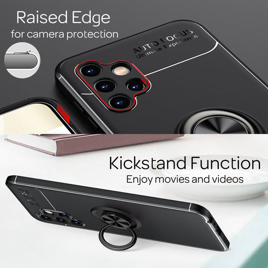 For Samsung Galaxy A13 - Matte Black Ring Case with Stand Function