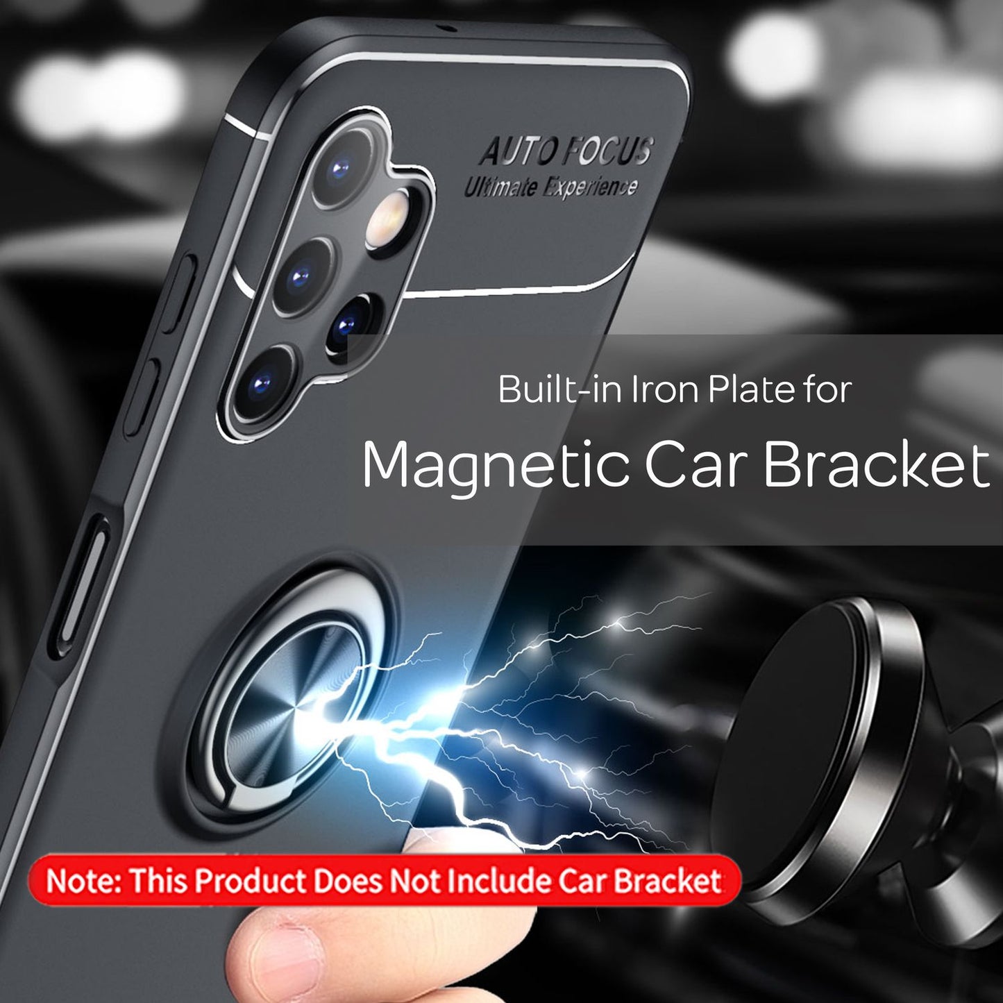 For Samsung Galaxy A13 - Matte Black Ring Case with Stand Function