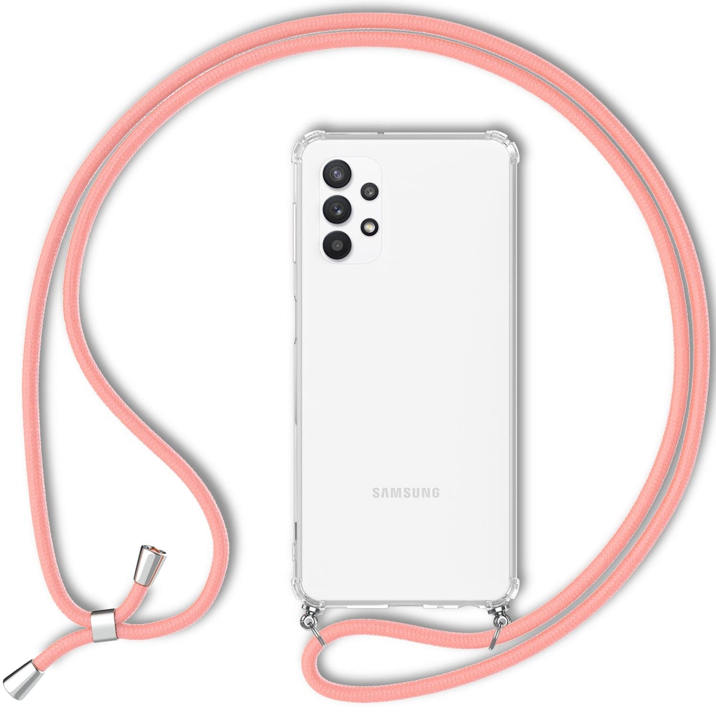 For Samsung Galaxy A13 - Transparent phone case with chain &amp; phone cord