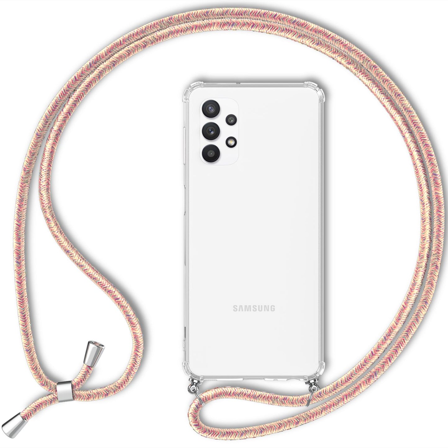 For Samsung Galaxy A13 - Transparent phone case with chain &amp; phone cord