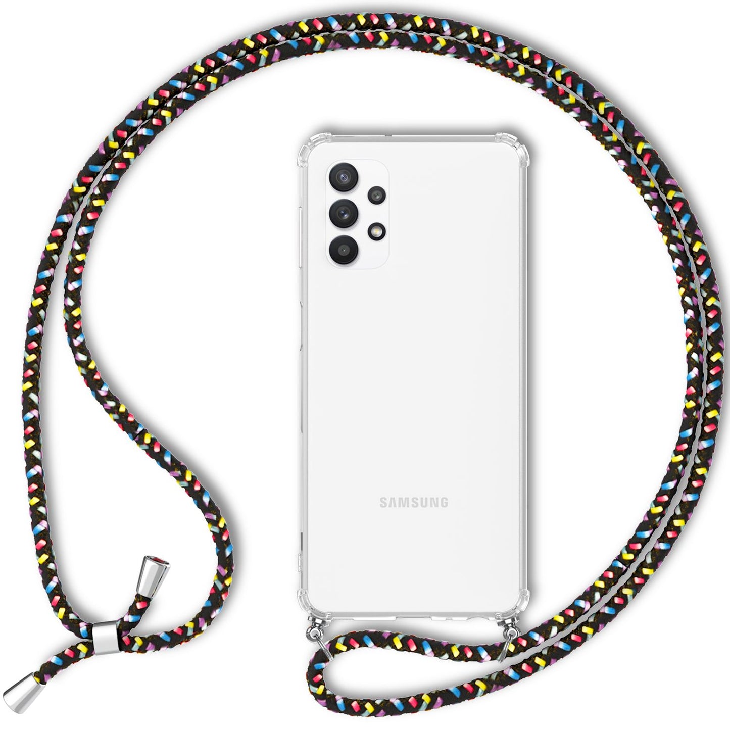 For Samsung Galaxy A13 - Transparent phone case with chain &amp; phone cord