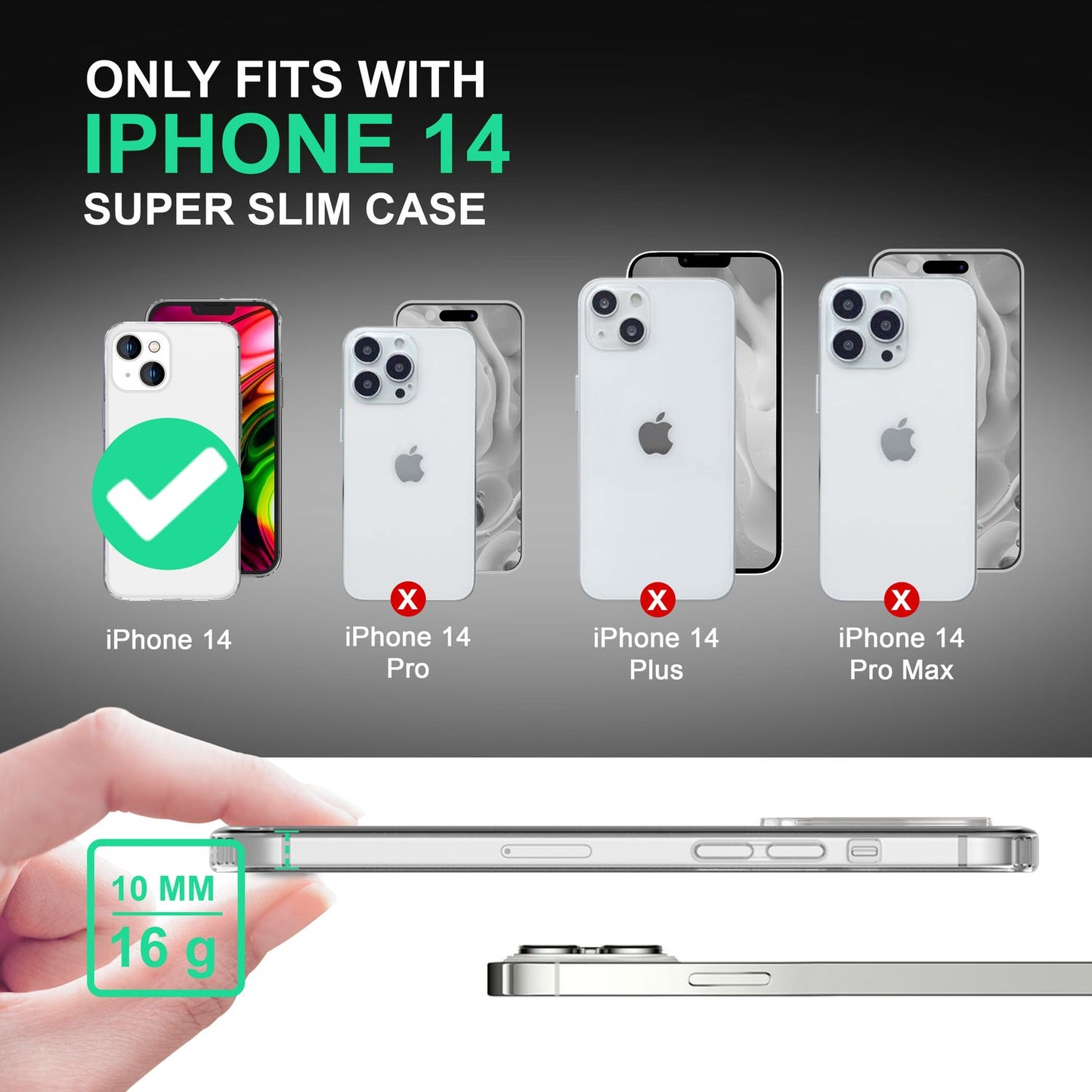 Case for iPhone 14 - Clear Scratch-Resistant Transparent Hard Back Case &amp; Silicone Bumper