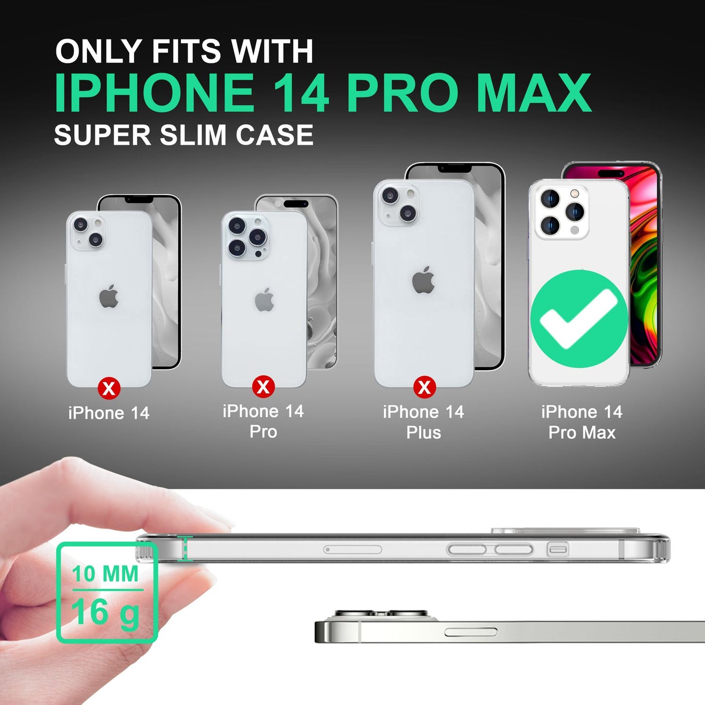 Case for iPhone 14 Pro Max - Clear Scratch-Resistant Transparent Hard Case &amp; TPU Silicone