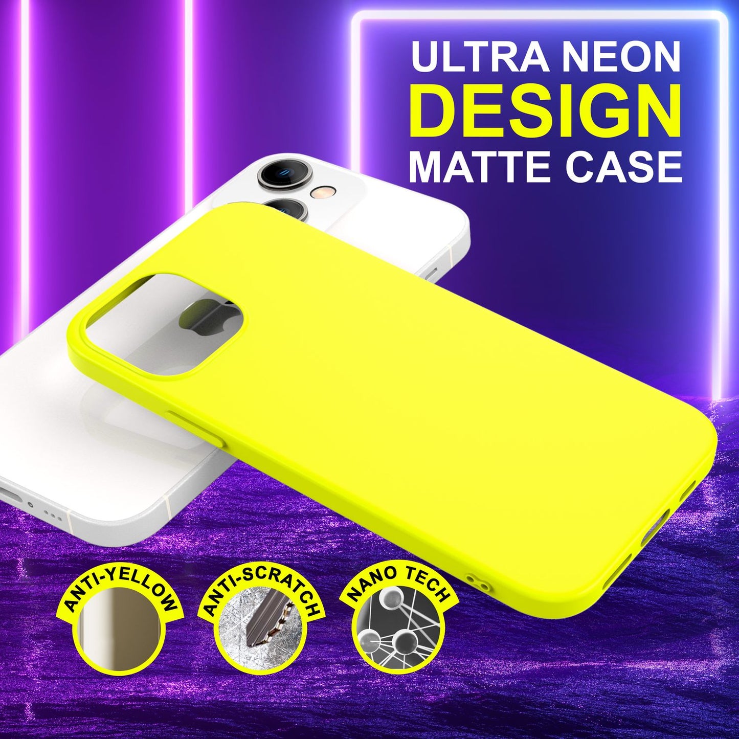 Case for iPhone 14 - Colorful Neon Silicone Phone Case, Velvety Soft, Non-Slip
