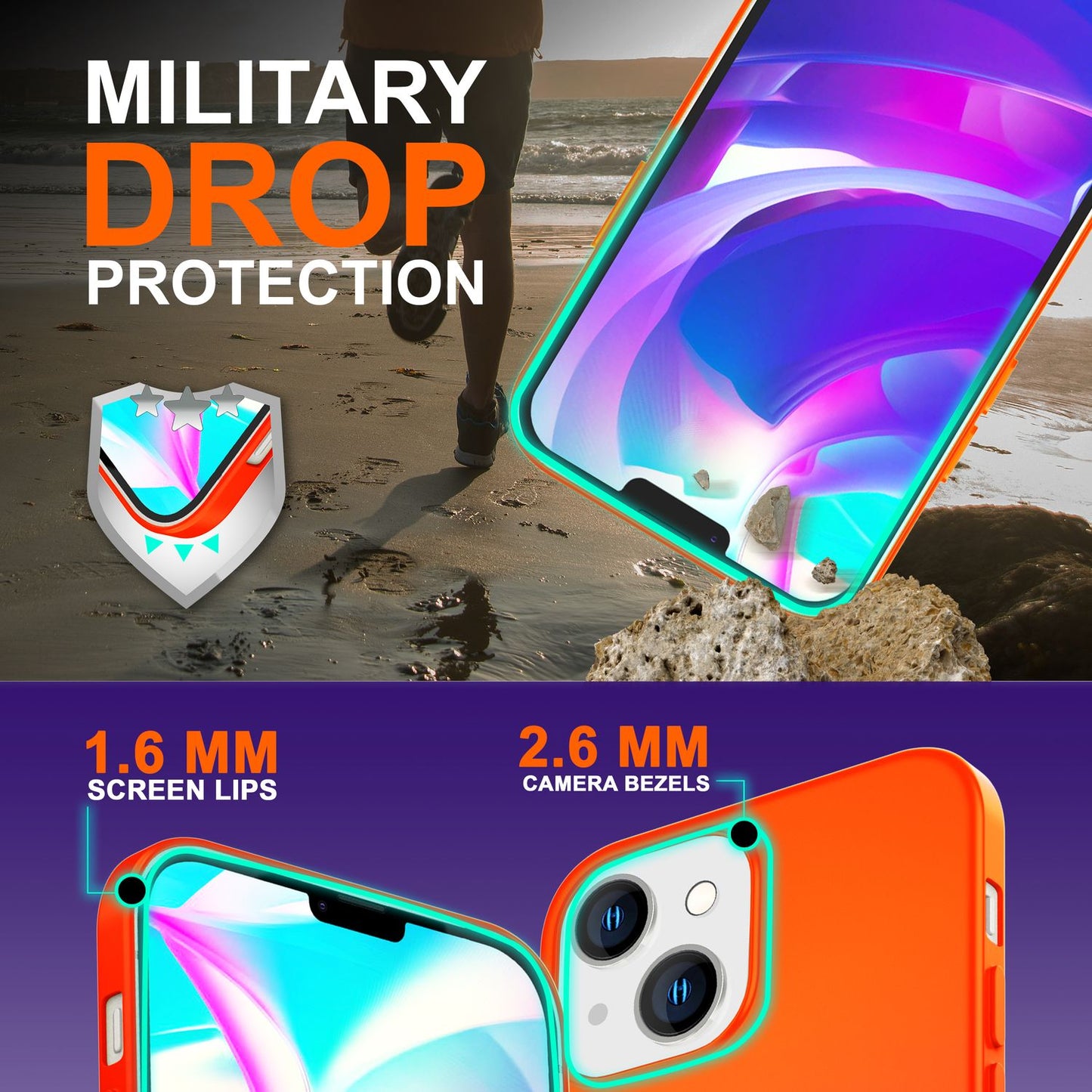 Case for iPhone 14 - Colorful Neon Silicone Phone Case, Velvety Soft, Non-Slip