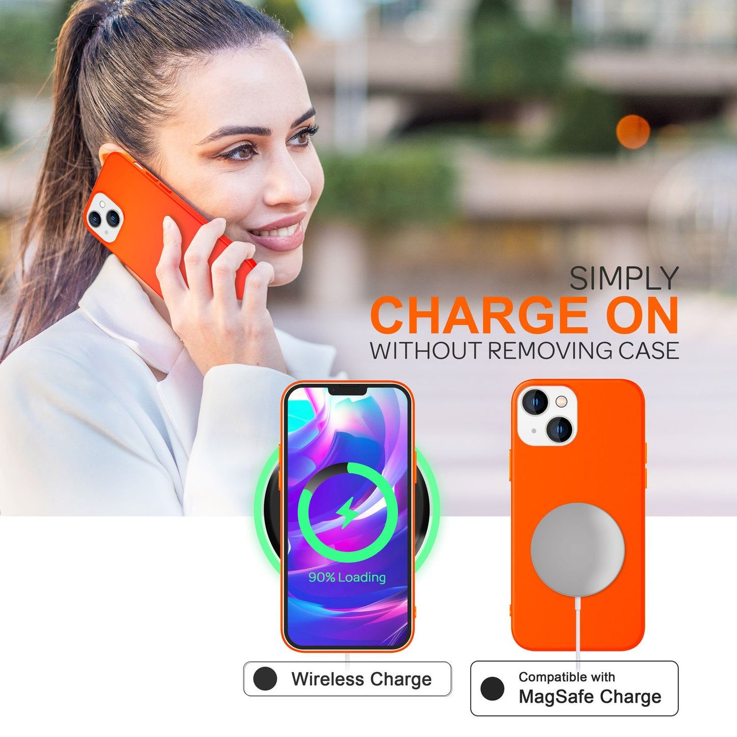 Case for iPhone 14 - Colorful Neon Silicone Phone Case, Velvety Soft, Non-Slip