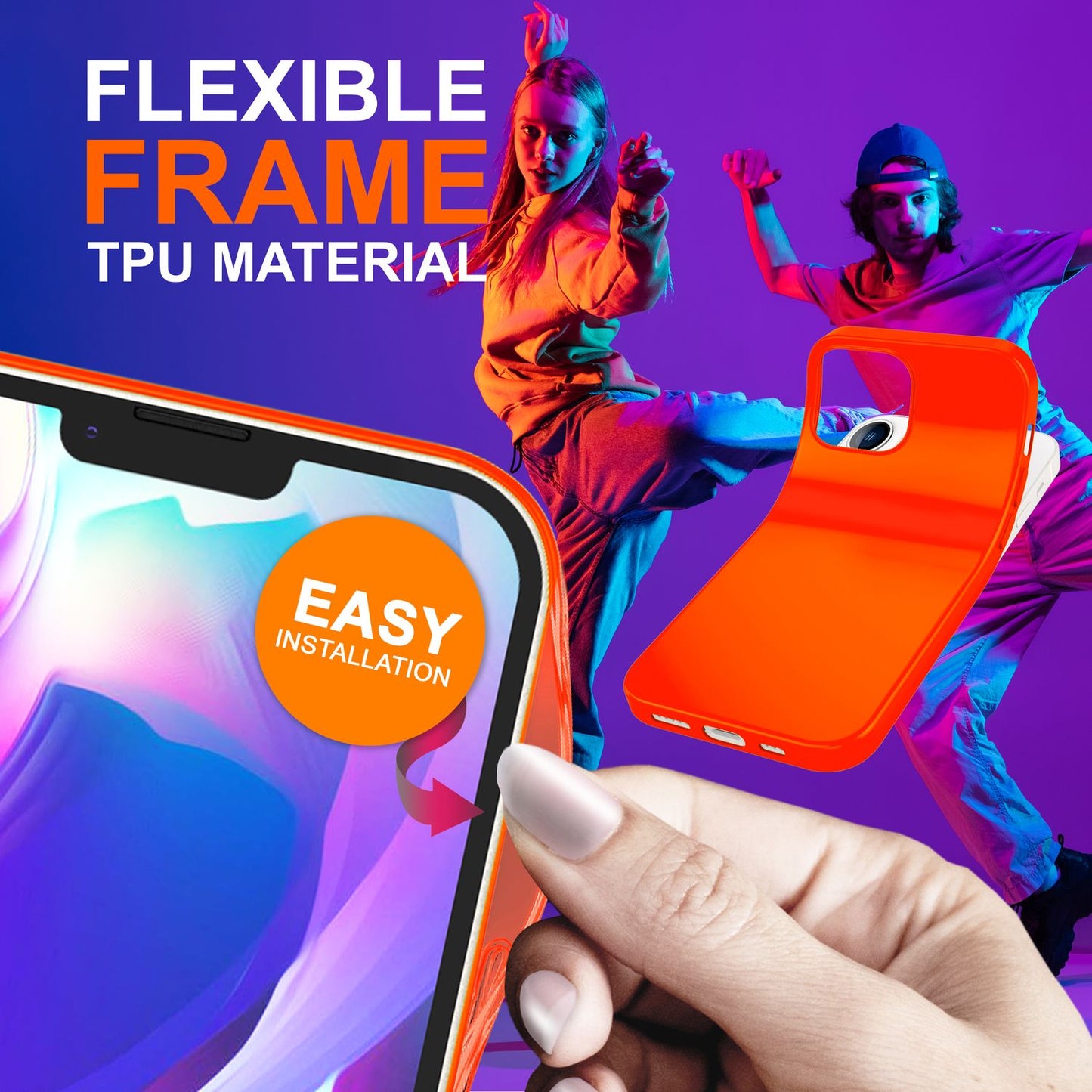 Case for iPhone 14 - Colorful Neon Silicone Phone Case, Velvety Soft, Non-Slip