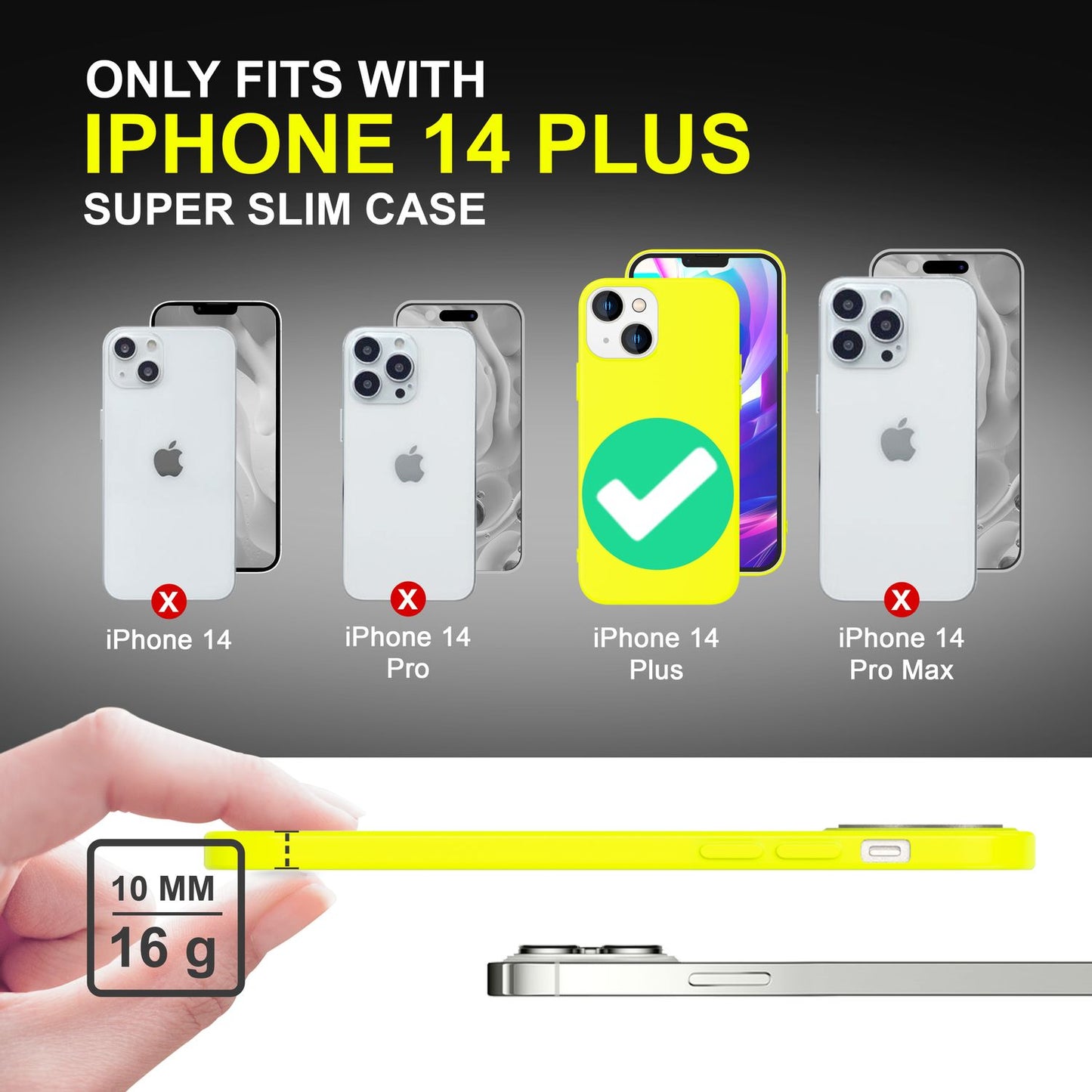 Hulstur fyrir iPhone 14 Plus - Litríkt neon sílikon símahulstur, mjúkt og rennandi hulstur