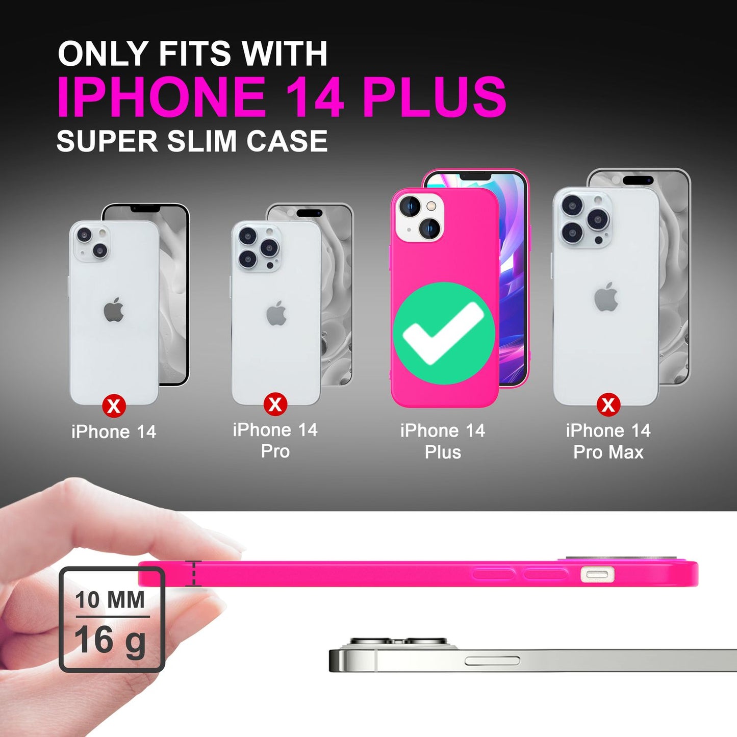 Hulstur fyrir iPhone 14 Plus - Litríkt neon sílikon símahulstur, mjúkt og rennandi hulstur