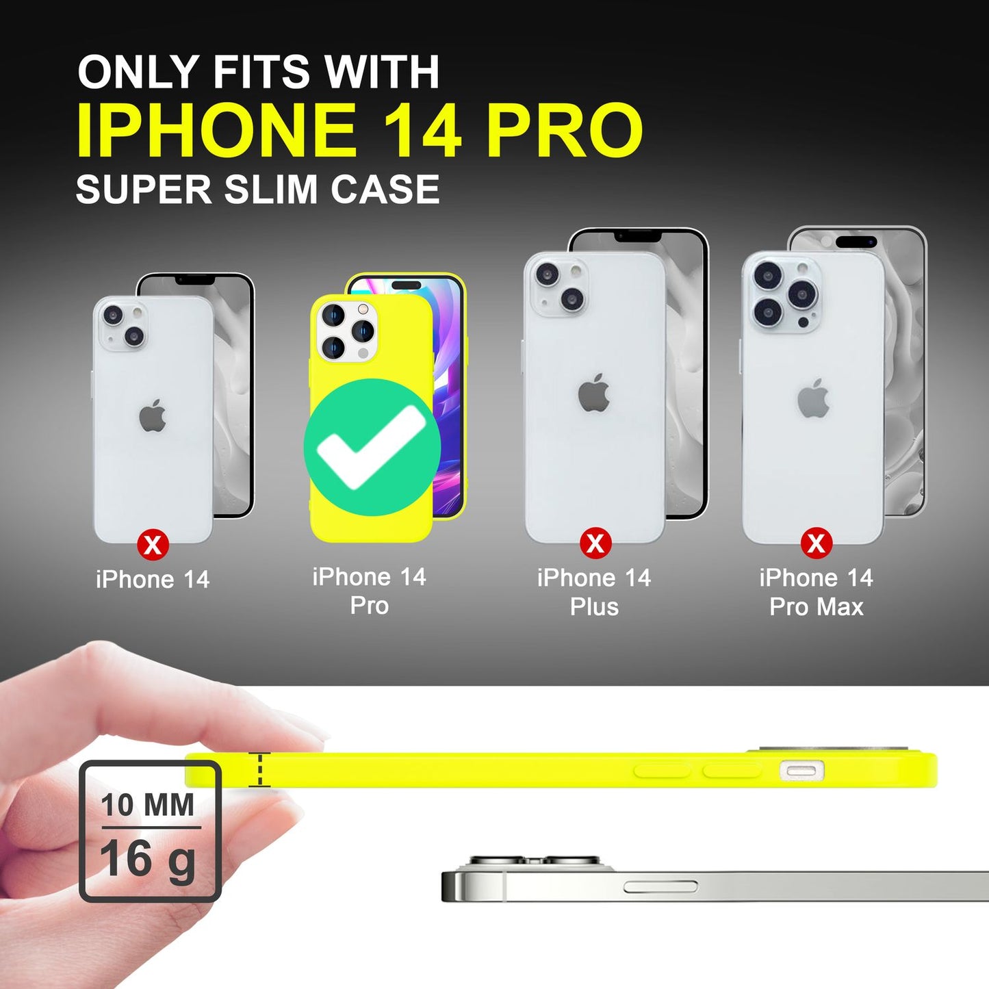 Case for iPhone 14 Pro - Colorful Neon Silicone Phone Case, Velvety Soft, Non-Slip