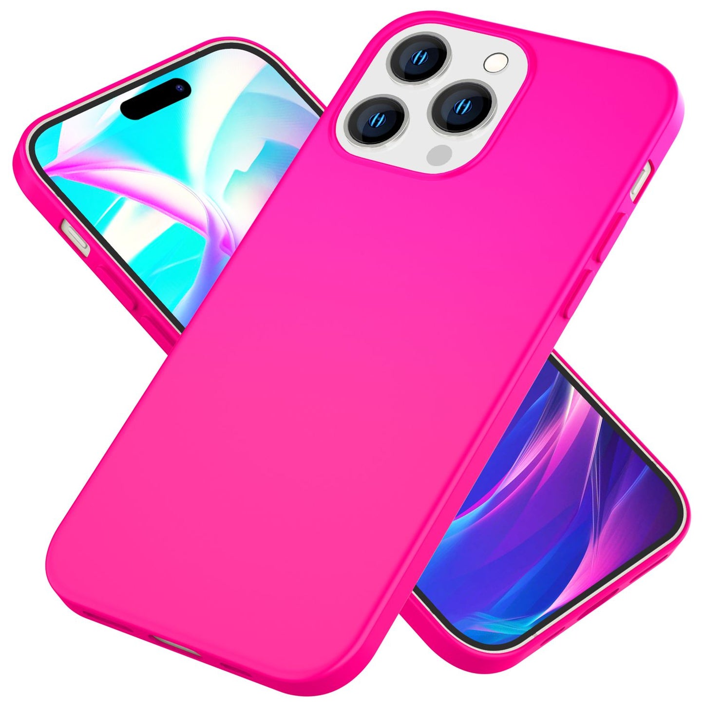 Case for iPhone 14 Pro - Colorful Neon Silicone Phone Case, Velvety Soft, Non-Slip