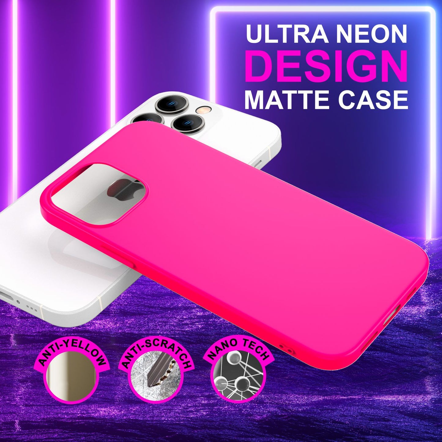 Case for iPhone 14 Pro - Colorful Neon Silicone Phone Case, Velvety Soft, Non-Slip
