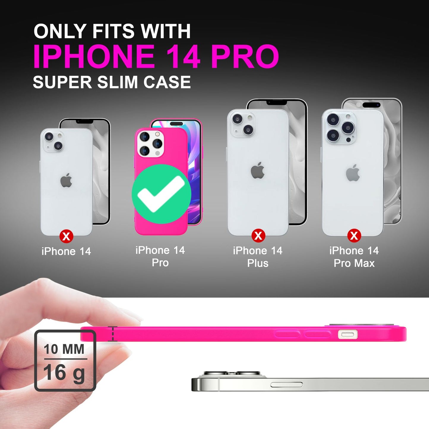 Case for iPhone 14 Pro - Colorful Neon Silicone Phone Case, Velvety Soft, Non-Slip