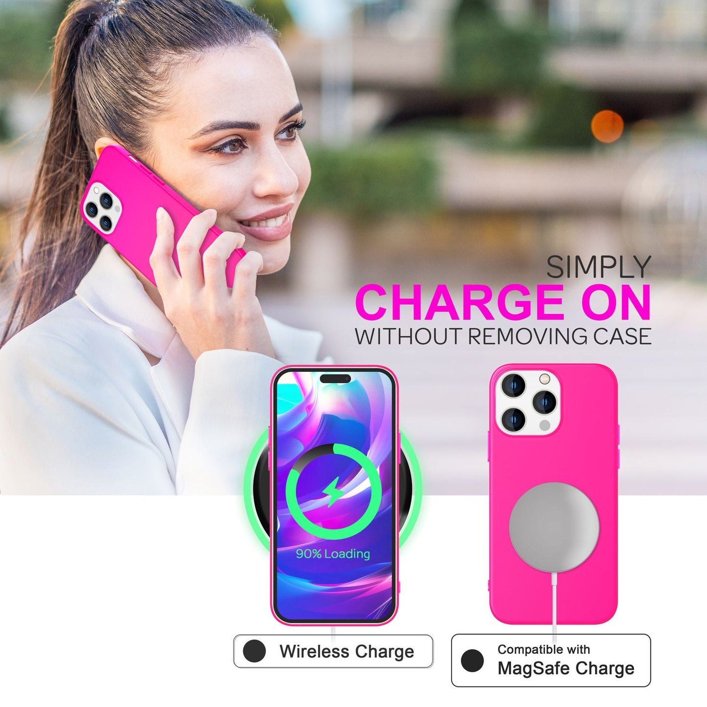 Case for iPhone 14 Pro - Colorful Neon Silicone Phone Case, Velvety Soft, Non-Slip