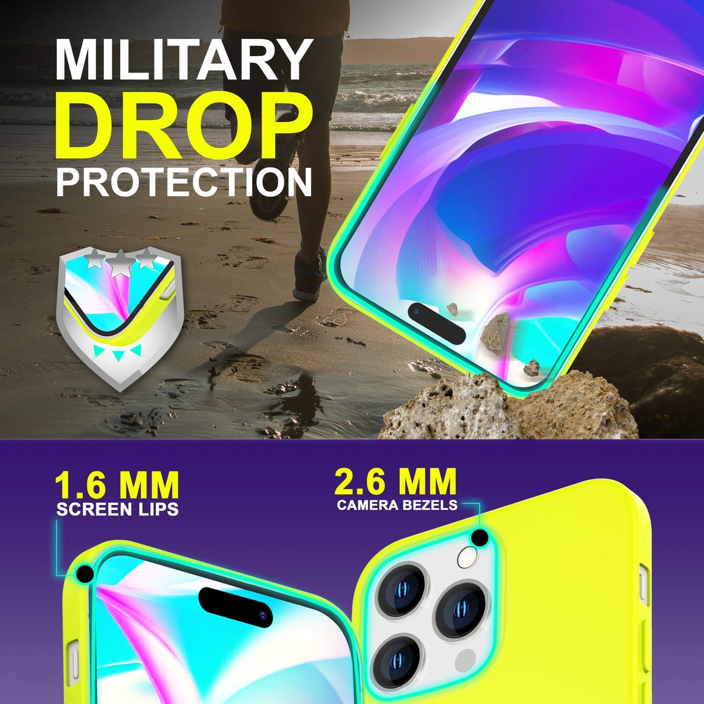 Hülle für iPhone 14 Pro Max - Bunte Neon Silikon Handyhülle Samtig Weich Cover