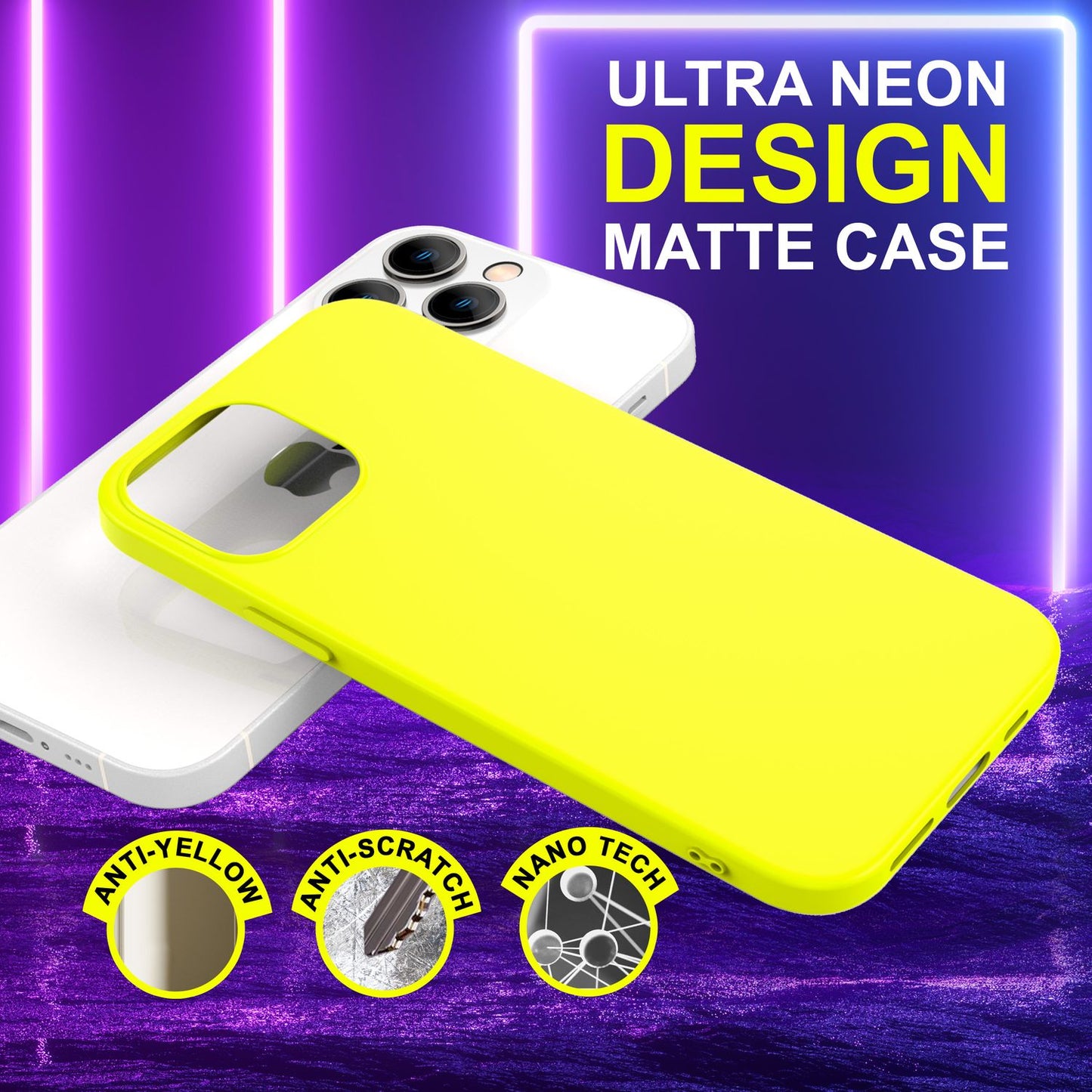 Hülle für iPhone 14 Pro Max - Bunte Neon Silikon Handyhülle Samtig Weich Cover
