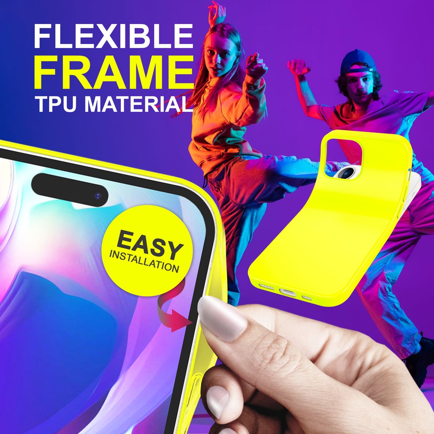 Hülle für iPhone 14 Pro Max - Bunte Neon Silikon Handyhülle Samtig Weich Cover