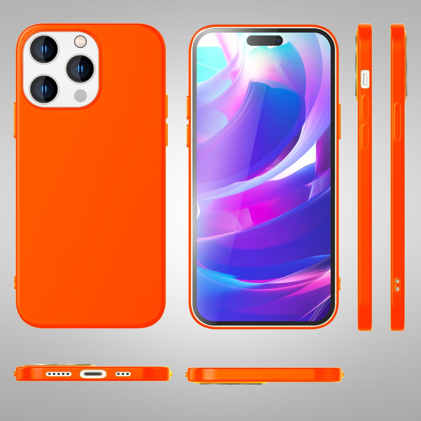 Hülle für iPhone 14 Pro Max - Bunte Neon Silikon Handyhülle Samtig Weich Cover