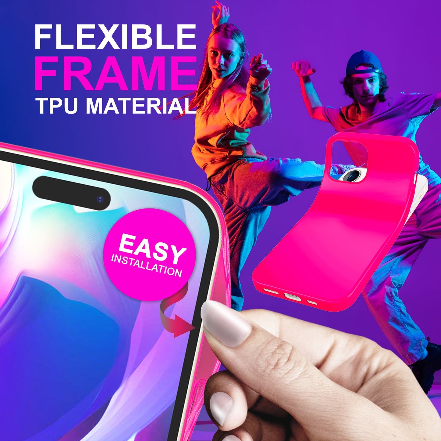 Hülle für iPhone 14 Pro Max - Bunte Neon Silikon Handyhülle Samtig Weich Cover