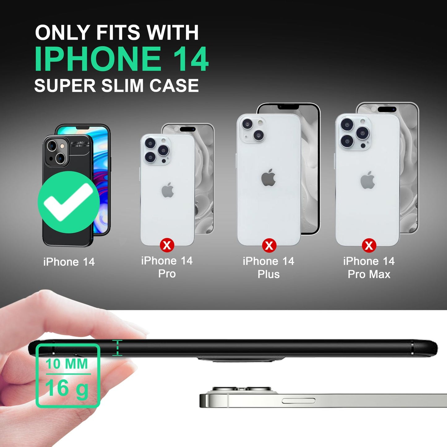 Hulstur fyrir iPhone 14 - Mattsvart hringlaga símahulstur með standi