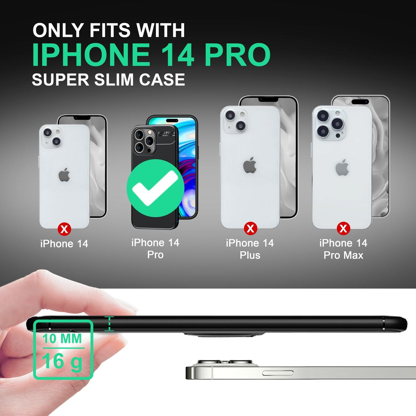 Case for iPhone 14 Pro - Matte Black Ring Phone Case Stand Cover