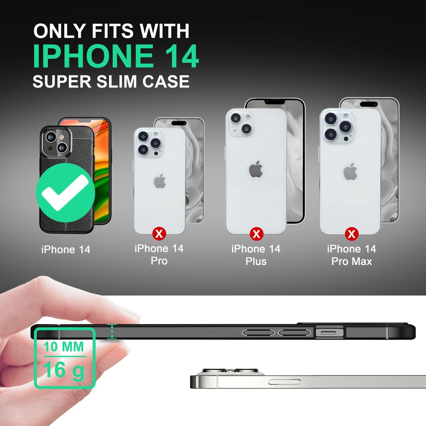 Hulstur fyrir iPhone 14 - Leðurútlit Sílikon Símahulstur gegn fingrafara