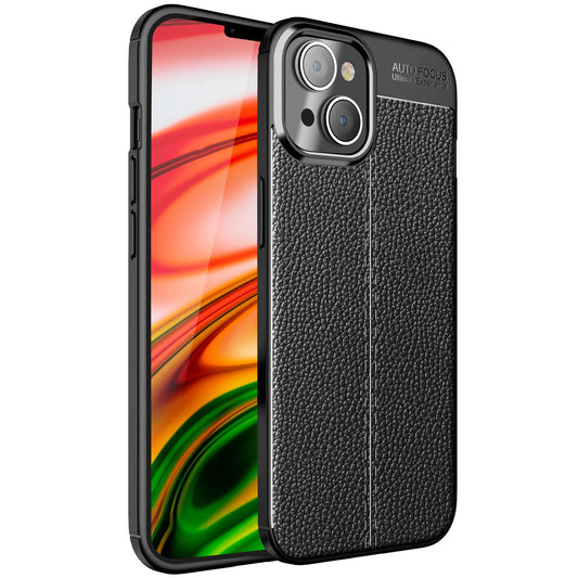 Case for iPhone 14 Plus - Leather Look Cover Silicone Phone Case Anti-Fingerprint