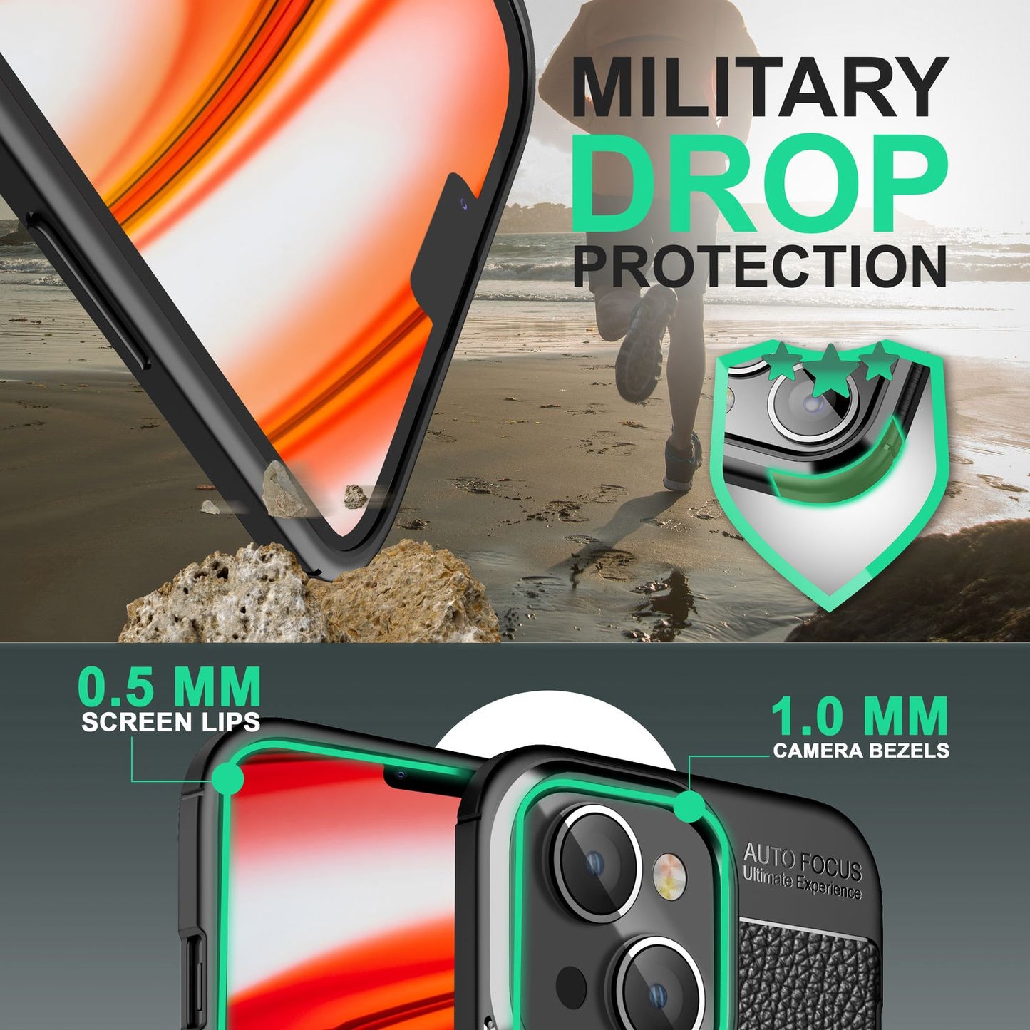 Case for iPhone 14 Plus - Leather Look Cover Silicone Phone Case Anti-Fingerprint