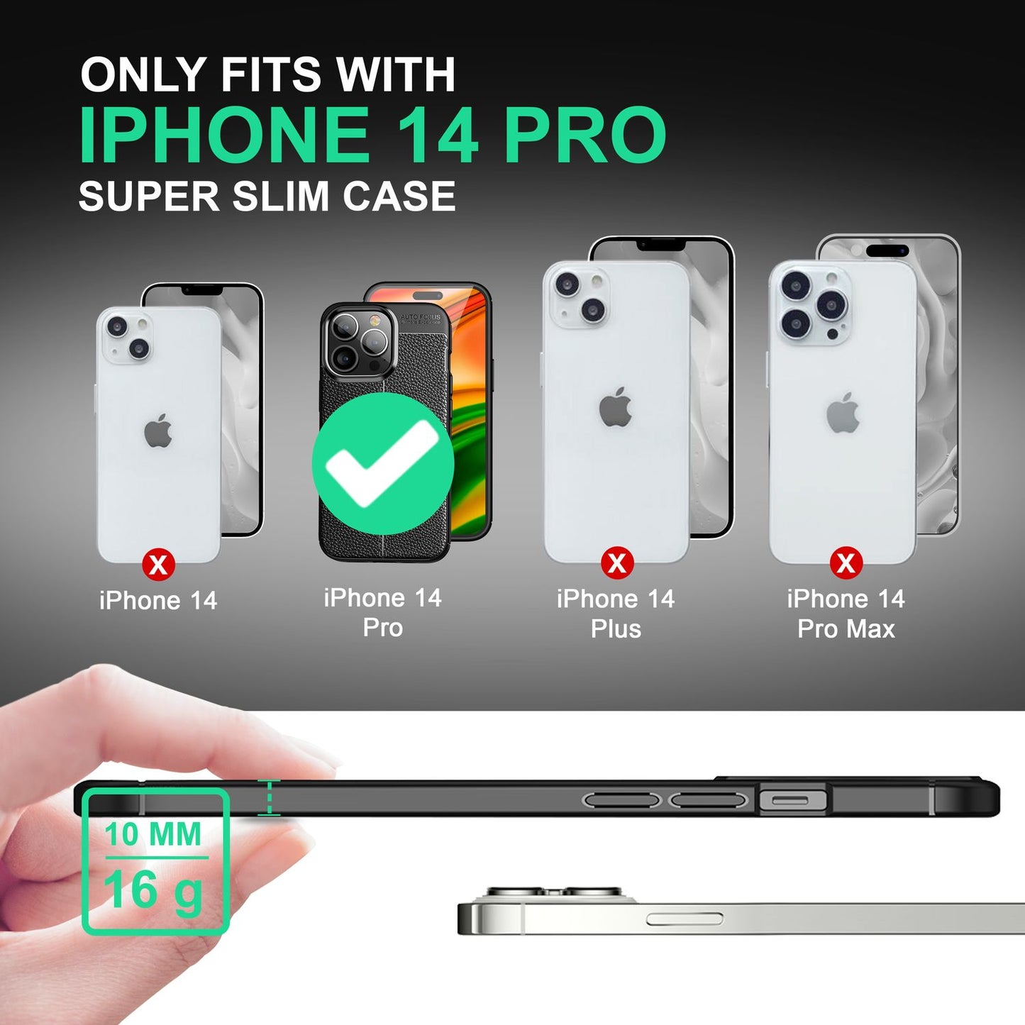 Hulstur fyrir iPhone 14 Pro - Leðurútlit Sílikon Símahulstur gegn fingrafara