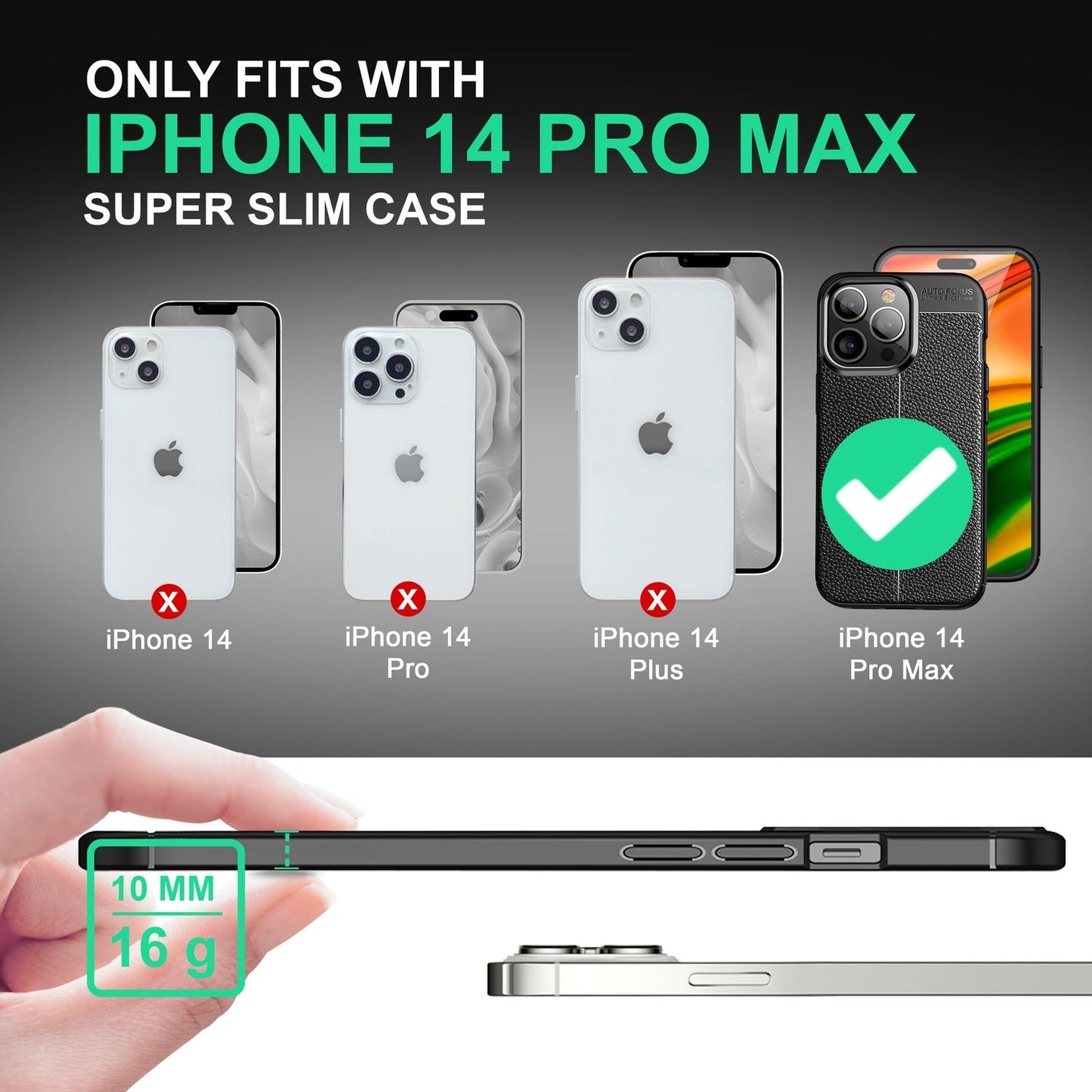 Hulstur fyrir iPhone 14 Pro Max - Leðurlíkt hulstur úr sílikoni fyrir síma