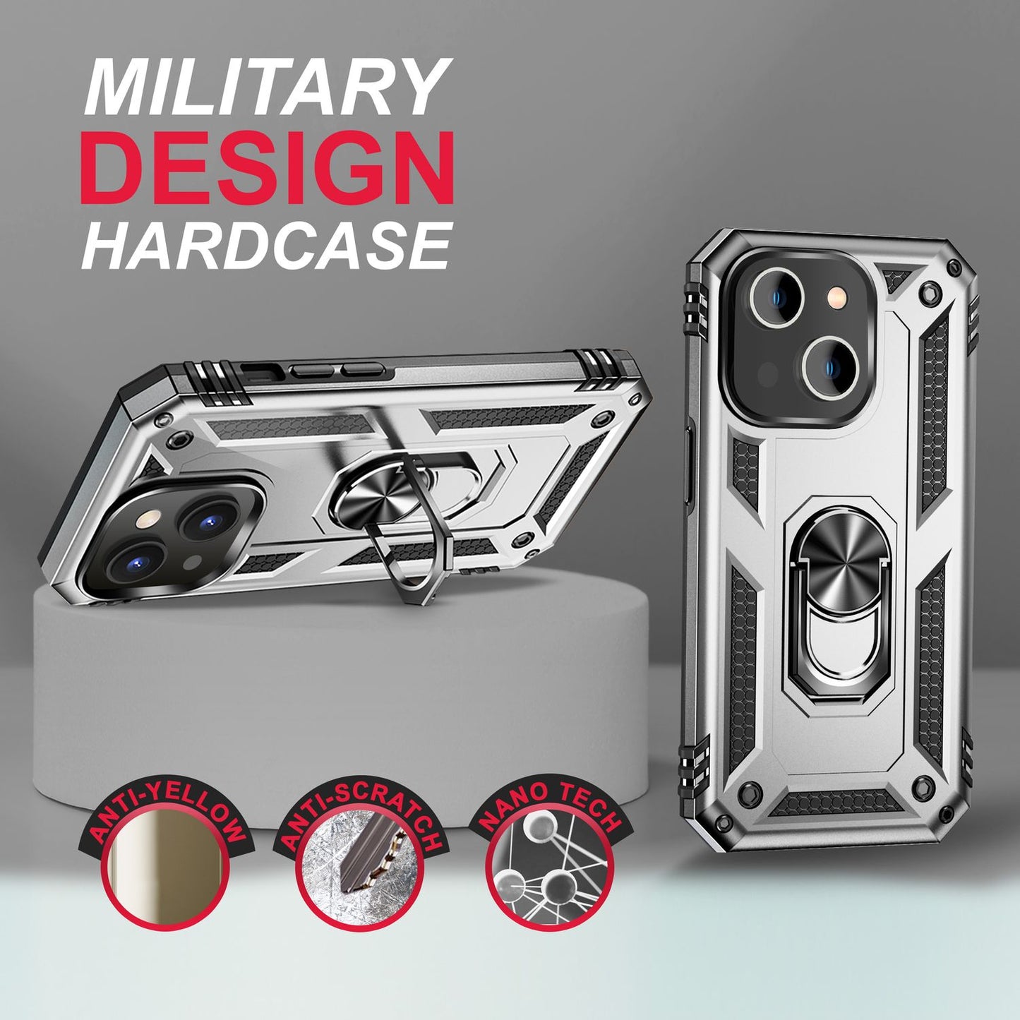 Ring Case for iPhone 14 - Military Protection Shockproof Outdoor Hard Case Stand