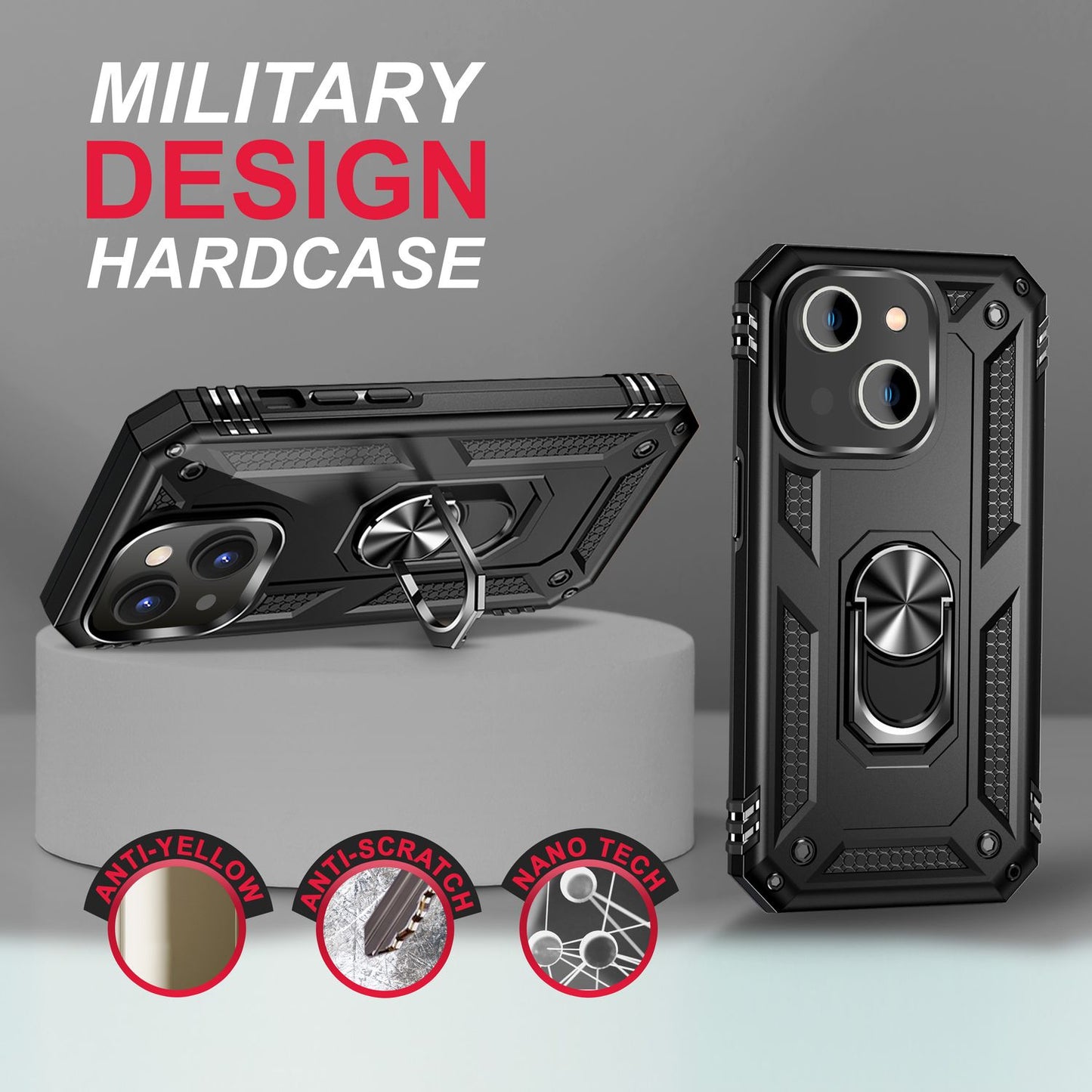 Ring Case for iPhone 14 Plus - Military Protection Shockproof Outdoor Hard Case Cover