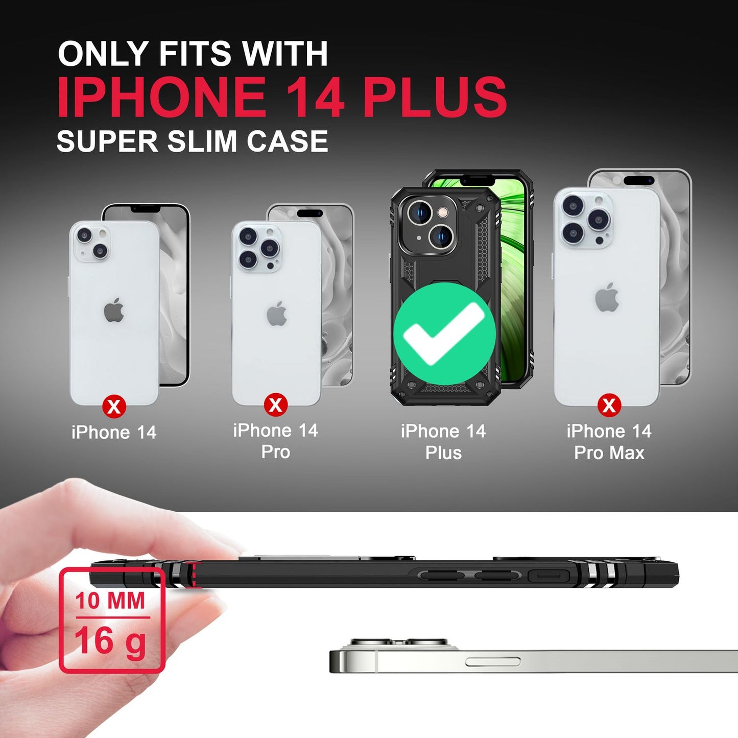 Ring Case for iPhone 14 Plus - Military Protection Shockproof Outdoor Hard Case Cover