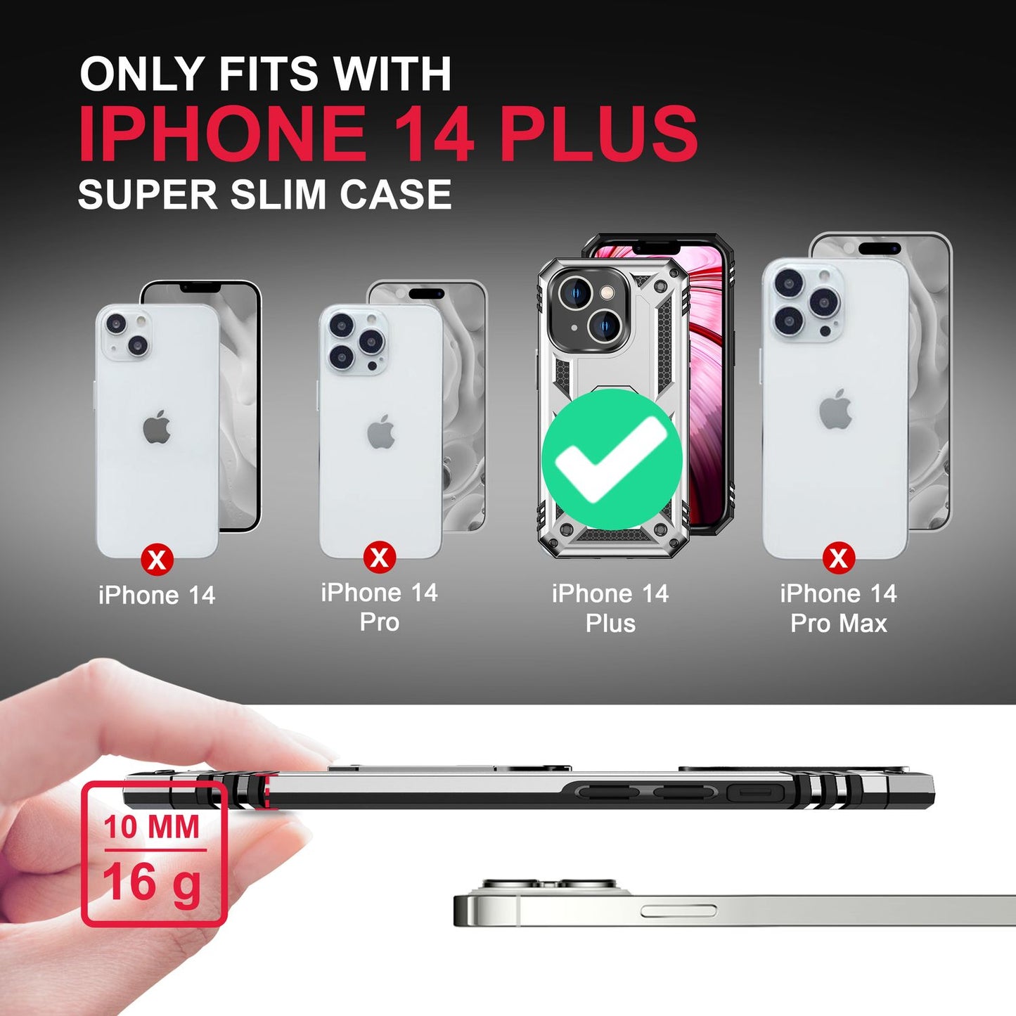 Ring Case for iPhone 14 Plus - Military Protection Shockproof Outdoor Hard Case Cover