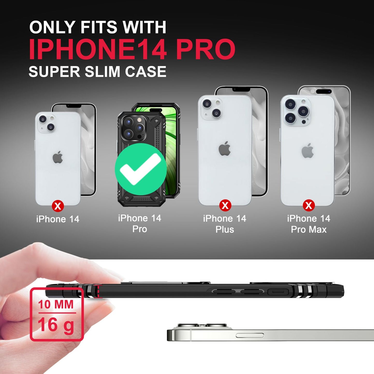 Ring Case for iPhone 14 Pro - Military Protection Shockproof Outdoor Hard Case Cover