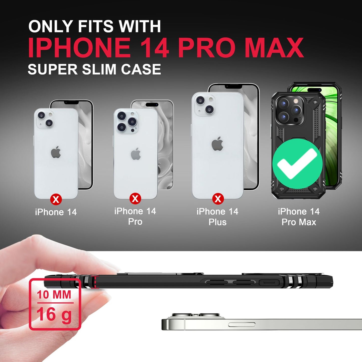 Ring Case for iPhone 14 Pro Max - Military Protection Shockproof Outdoor Hard Case