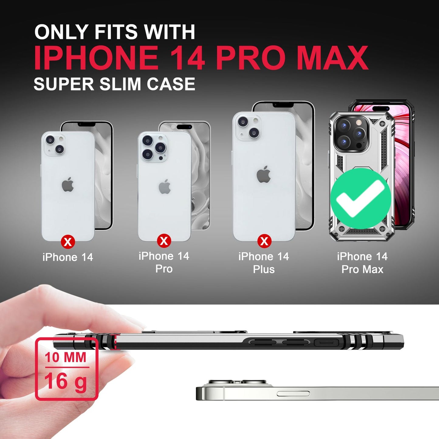 Ring Case for iPhone 14 Pro Max - Military Protection Shockproof Outdoor Hard Case