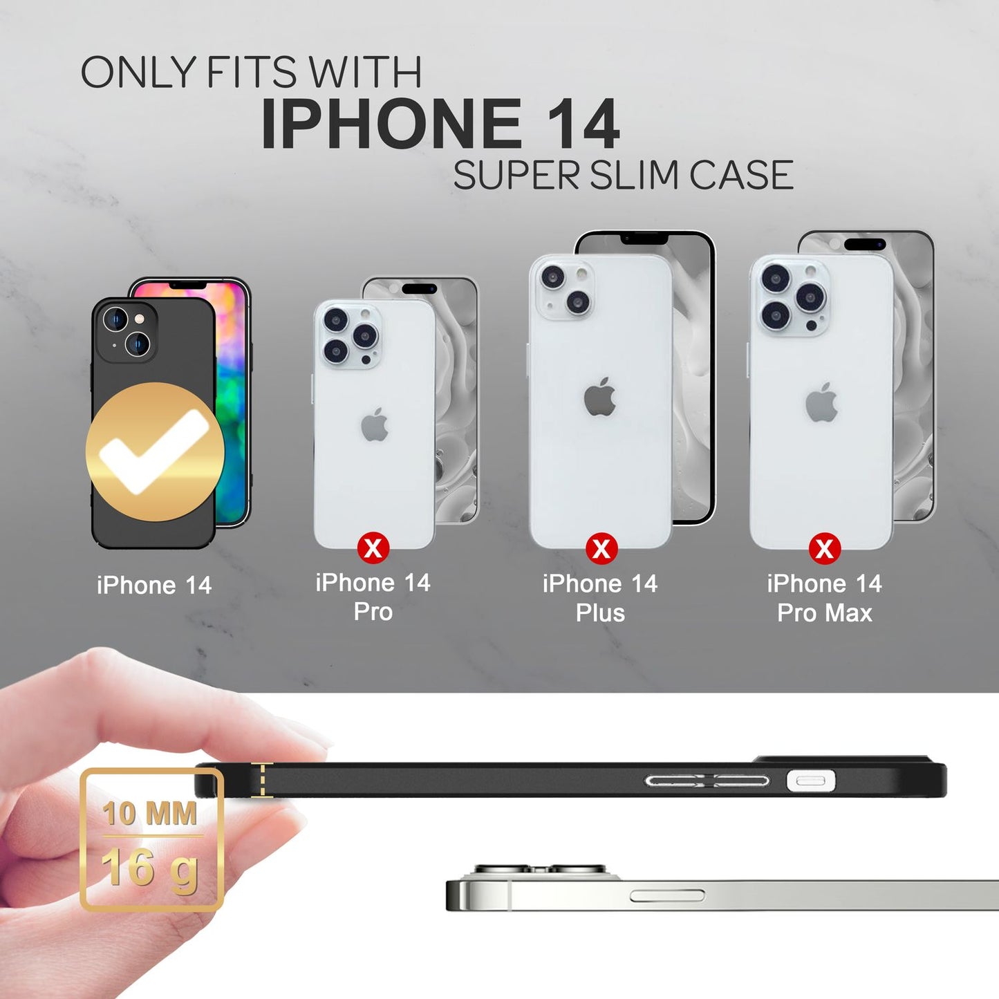 Slim hard case for iPhone 14, protective cover 0.5mm slim phone cover, non-slip