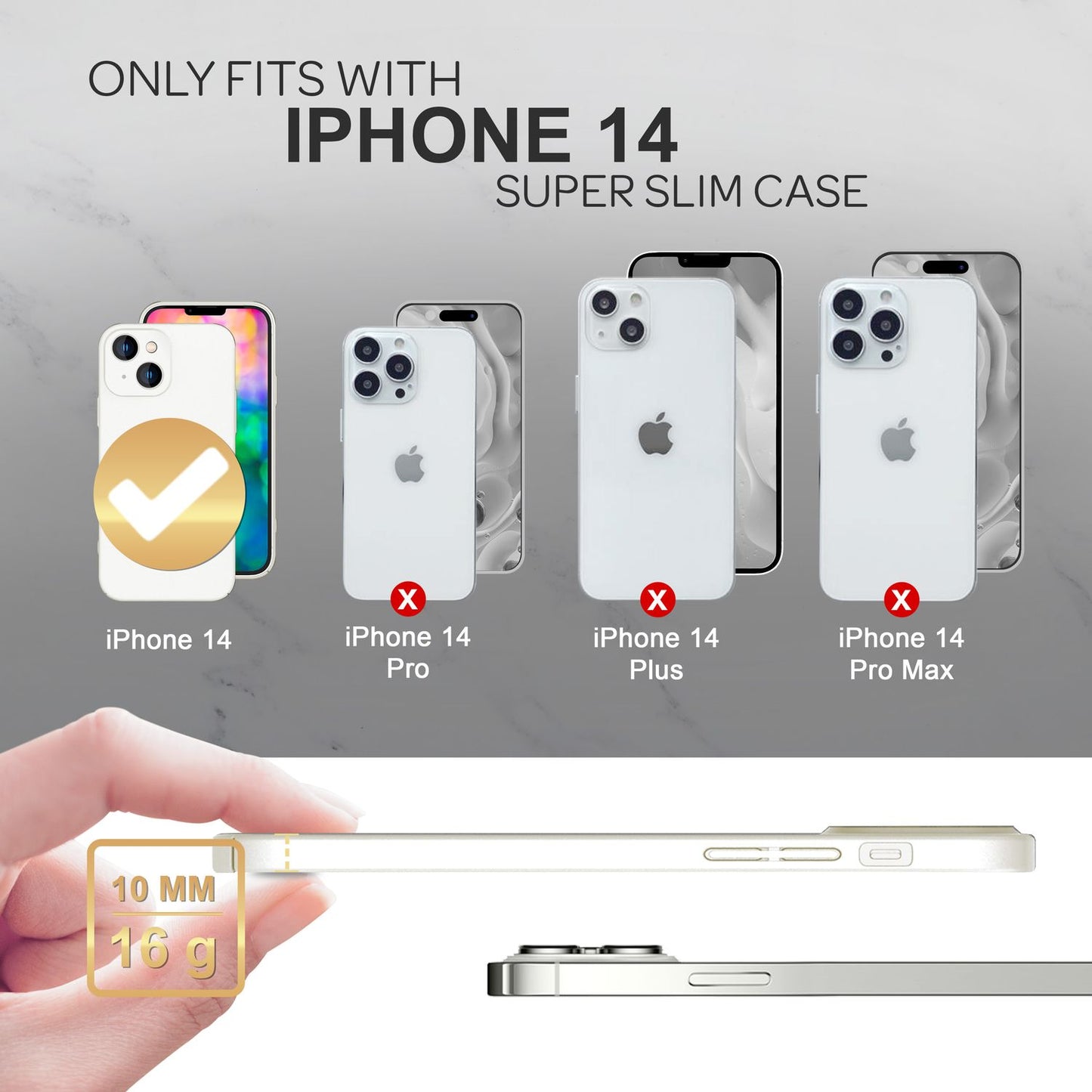 Slim hard case for iPhone 14, protective cover 0.5mm slim phone cover, non-slip
