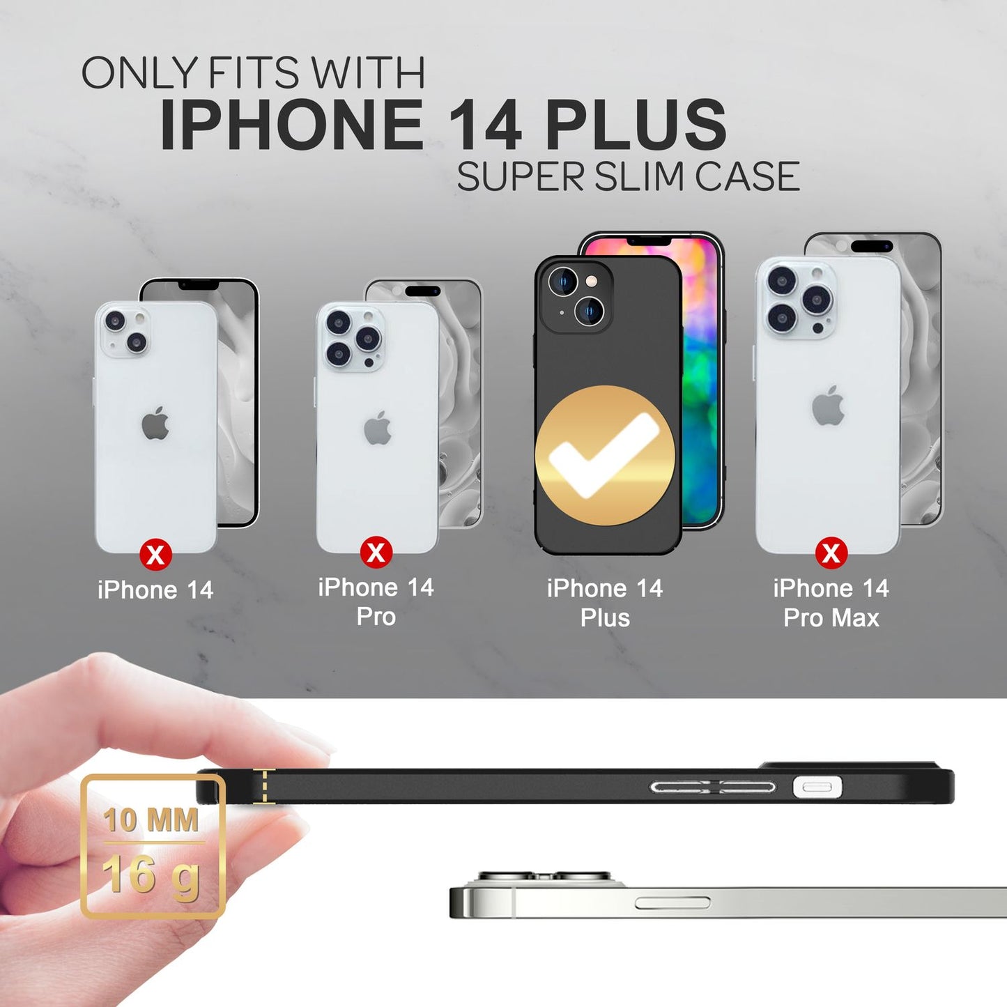 Þunnt hart hulstur fyrir iPhone 14 Plus, verndarhulstur 0,5 mm þunnt símahulstur með mattri áferð