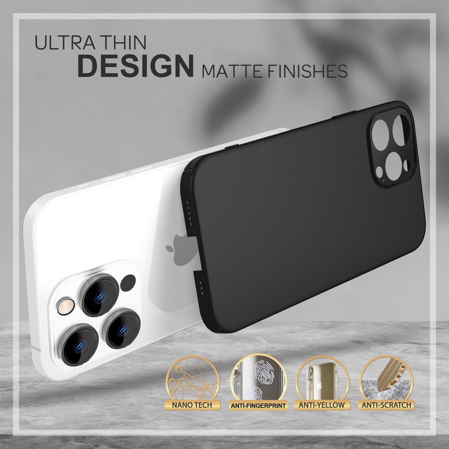 Þunnt hart hulstur fyrir iPhone 14 Pro, verndarhulstur 0,5 mm þunnt símahulstur matt hulstur