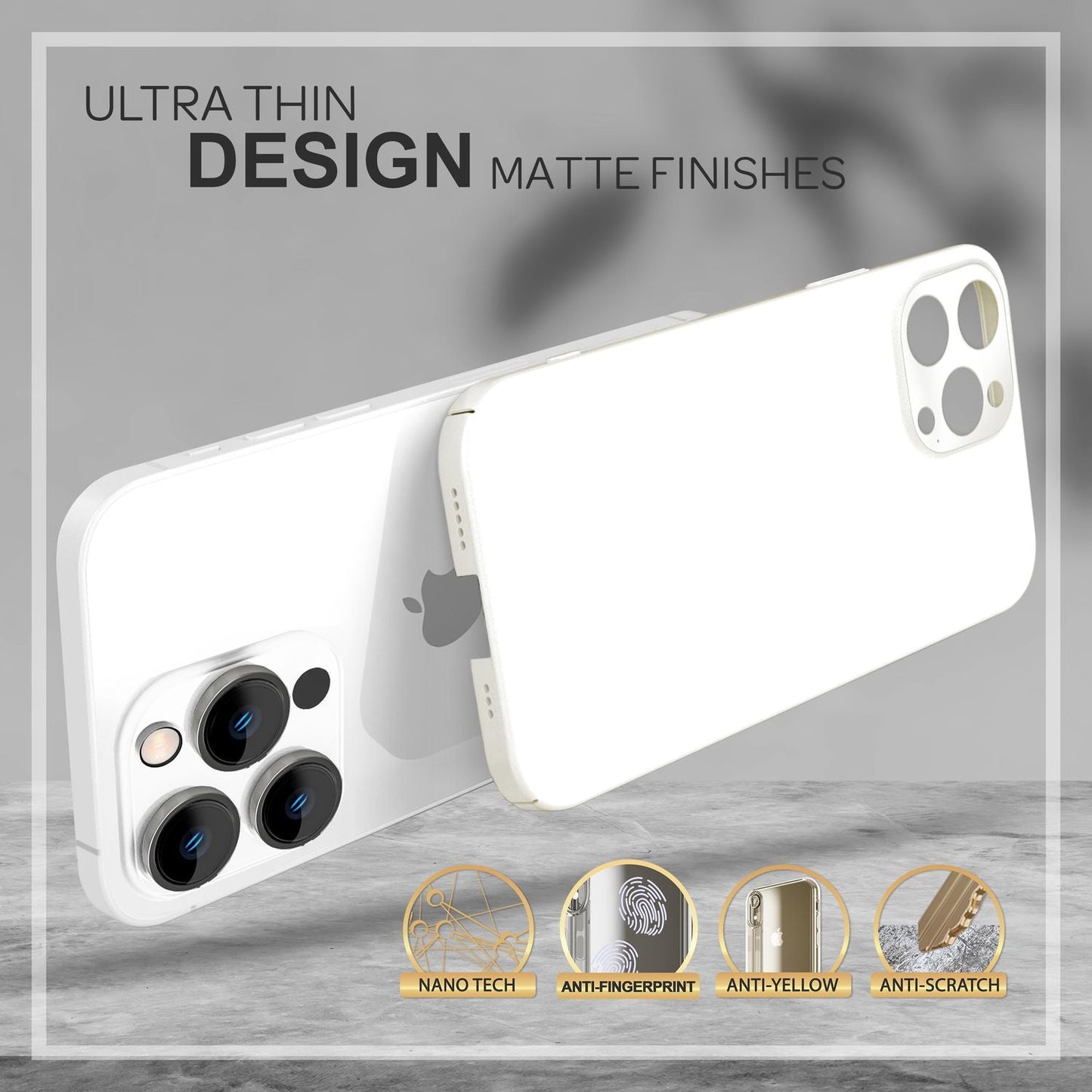 Þunnt hart hulstur fyrir iPhone 14 Pro, verndarhulstur 0,5 mm þunnt símahulstur matt hulstur