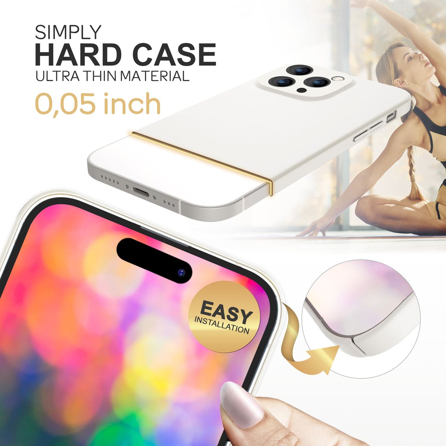 Þunnt hart hulstur fyrir iPhone 14 Pro, verndarhulstur 0,5 mm þunnt símahulstur matt hulstur