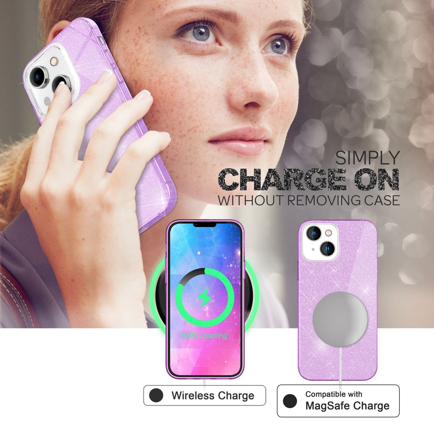 Hülle für iPhone 14 - Glitzer Cover Verstärkte Silikon Handyhülle Glitter Case