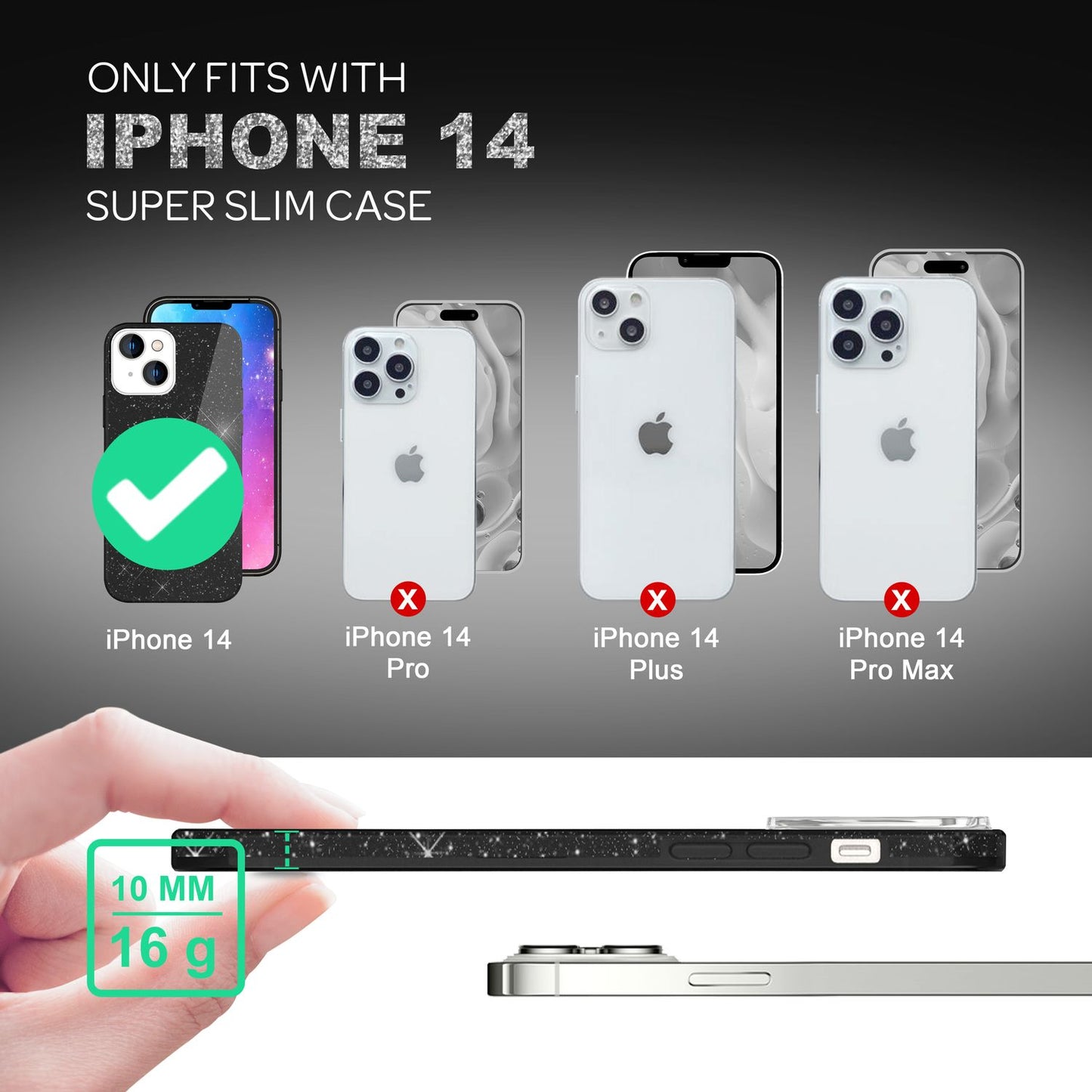 Hülle für iPhone 14 - Glitzer Cover Verstärkte Silikon Handyhülle Glitter Case